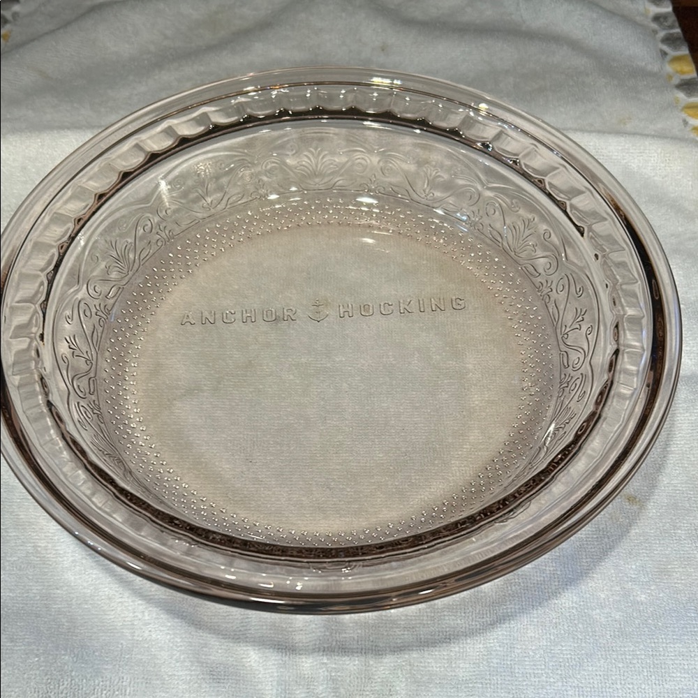 Vintage Anchor Hocking Laurel Rosewater Deep Dish Pie Plate